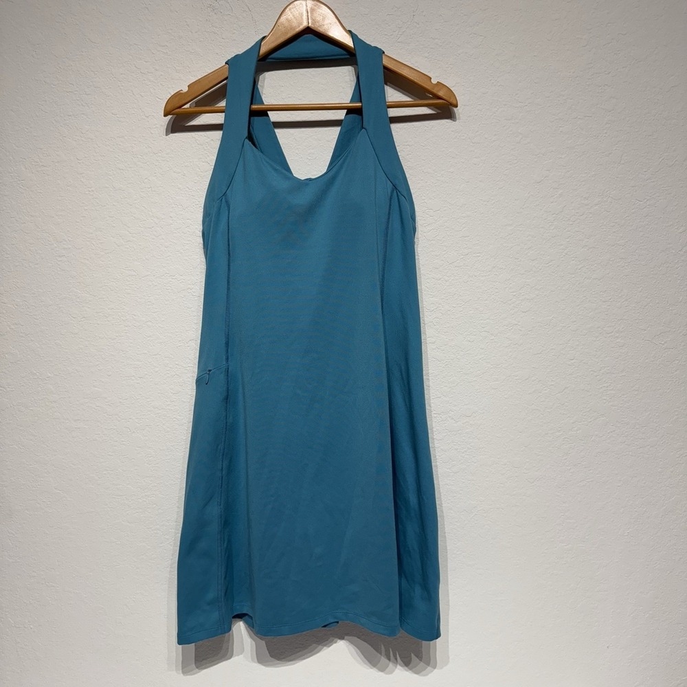 Title Nine Dress Womens S  V-Neck Built in Bra Athletic Teal Aruba Blue Pockets